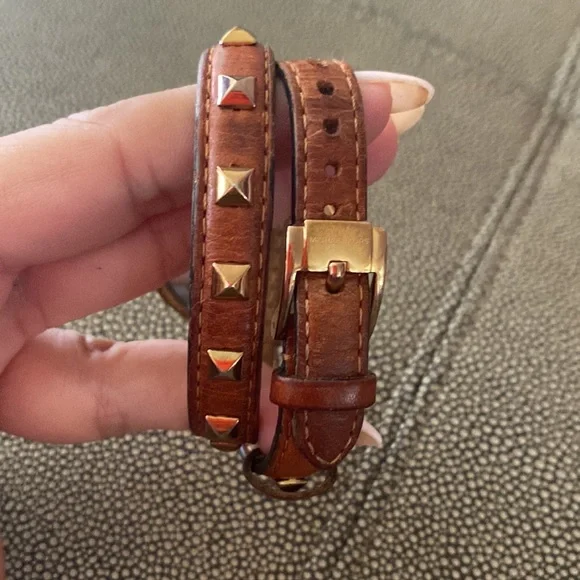 Michael Kors | Genuine Leather Studded Double-Wrap Watch - Picture 5 of 10